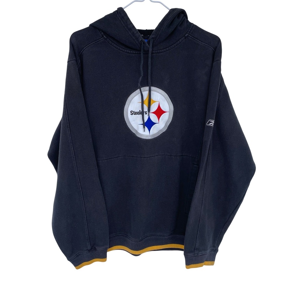 Reebok NFL Pittsburgh Steelers Hoodie‎ Sweatshirt Black Small Embroidered NFL
